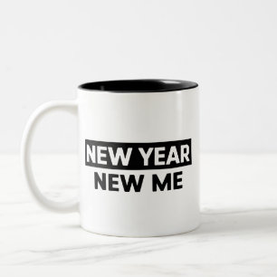 New Year New Me Inspirational Motivational Quote Two-Tone Coffee Mug