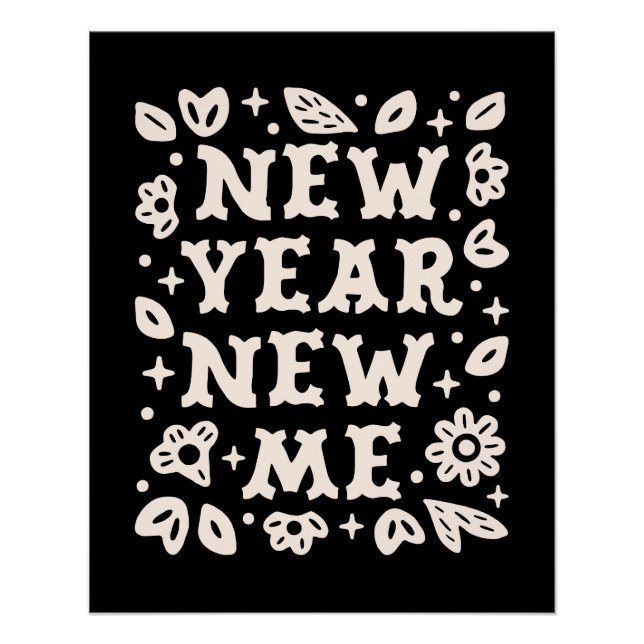 New year new me resolutions black witchy aesthetic poster (Front)
