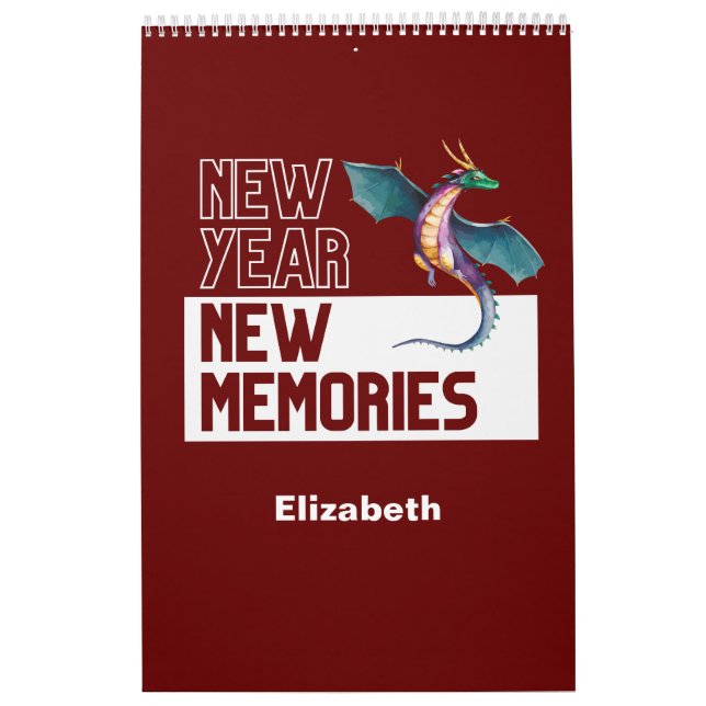 New Year New Memories Dragon Cherry Red Photo Calendar (Cover)