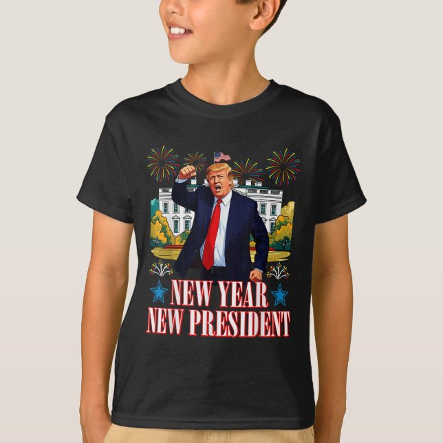 New Year New President Trump 2025 Happy New Year T T-Shirt (Front)