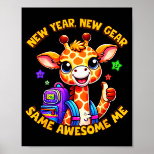 New Year New Same Awesome Me Giraffe Kids Poster