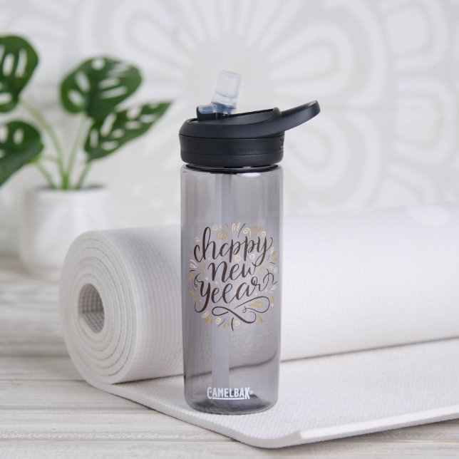 NEW YEAR New START , Happy New Years Water Bottle (Yoga (Rotated))