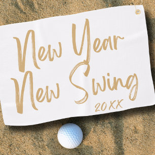New Year New Swing Custom Year Modern Gold Script Golf Towel