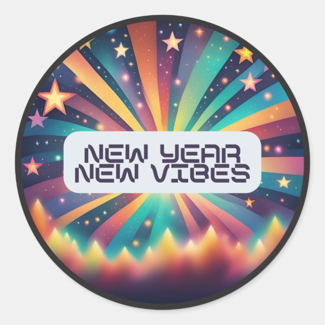 New Year New Vibes Classic Round Sticker (Front)