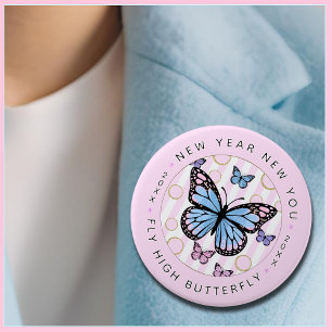 New Year New You - Fly Hi Butterfly - New Year 7.5 Cm Round Badge