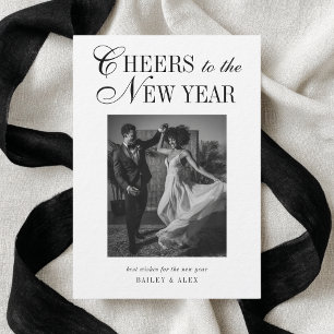 New Year Newlyweds Modern Wedding Photo Holiday Card