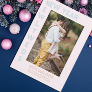 New Year, Newlyweds Retro Holiday Save The Date