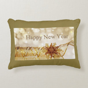 **NEW YEAR ON FRONT** SOLID COLOR BACK DECORATIVE CUSHION
