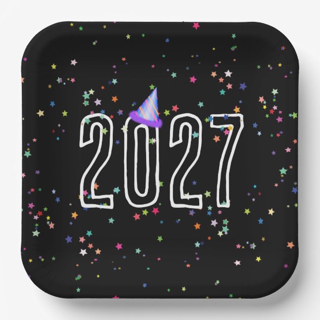 New Year Party 2027 Paper Plate (Front)