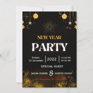 new year party personalised Invitation card