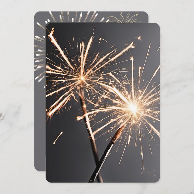 New Year Party Sparklers Invitation (Front/Back)