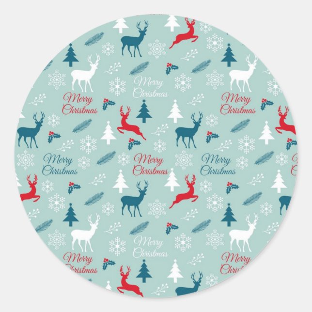 New year pattern classic round sticker (Front)