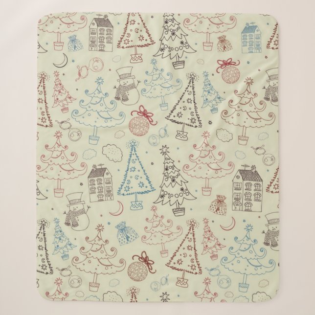 New year pattern sherpa blanket (Front)