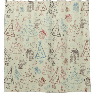 New year pattern shower curtain