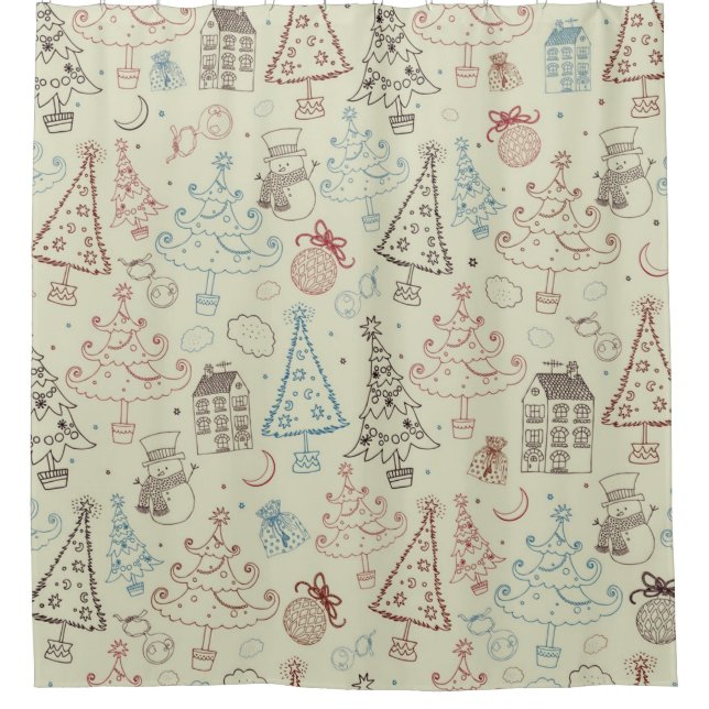 New year pattern shower curtain (Front)