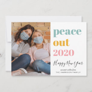 New Year Peace Out 2020 Photo Colourful Holiday Card