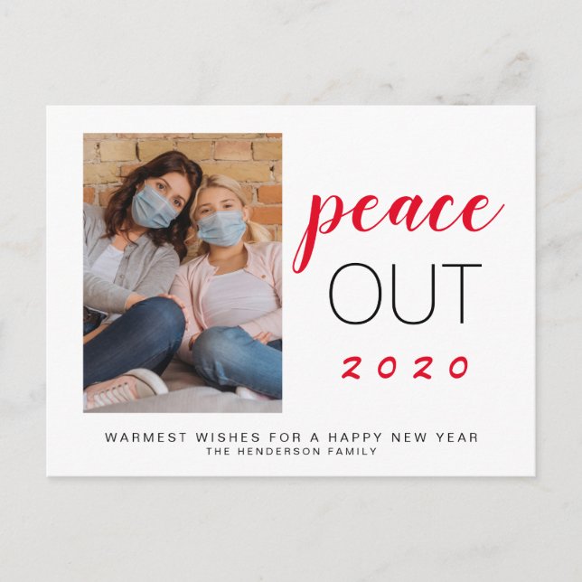 New Year Peace Out 2020 Photo Holiday Postcard (Front)