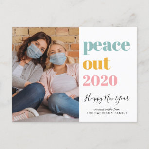 New Year Peace Out 2020 Photos Colourful Holiday Postcard