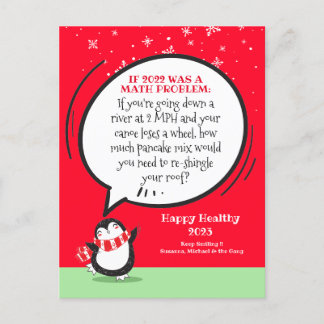  New Year Penguin Funny Math Problem Personalised  Holiday Postcard