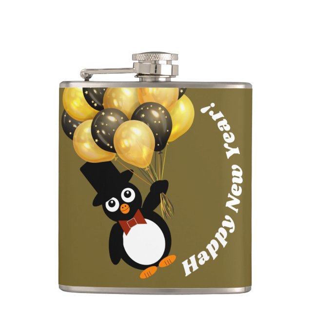 New Year Penguin Hip Flask (Front)