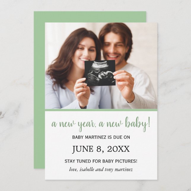 New Year Photo Baby Pregnancy Announcement (Front/Back)