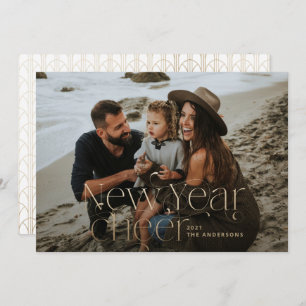 New year Photo elegant Art Deco typography modern Holiday Card