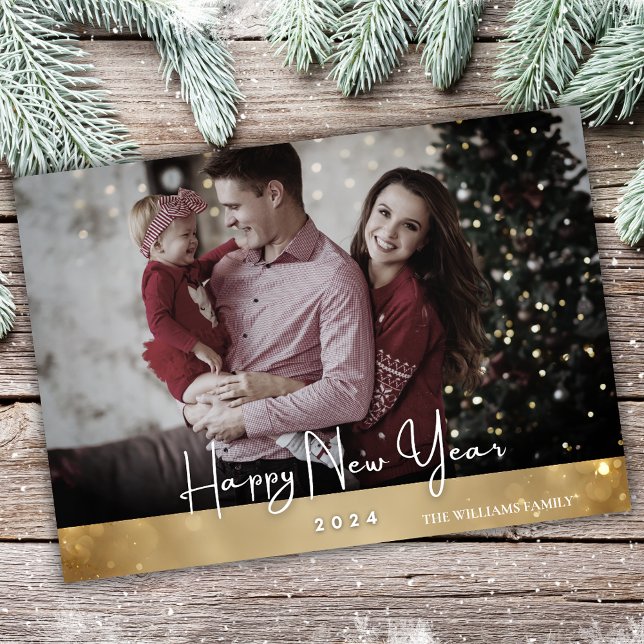 New Year Photo Elegant Modern 2024 Holiday Card (Creator Uploaded)