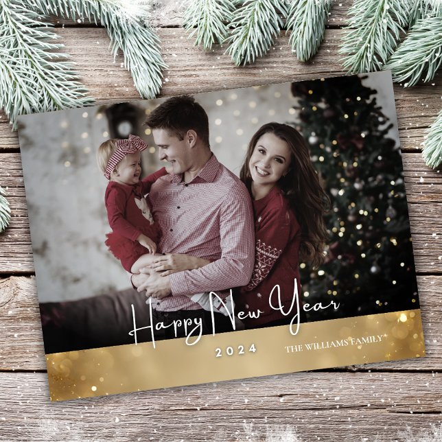 New Year Photo Elegant Modern 2024 Holiday Postcard (Creator Uploaded)