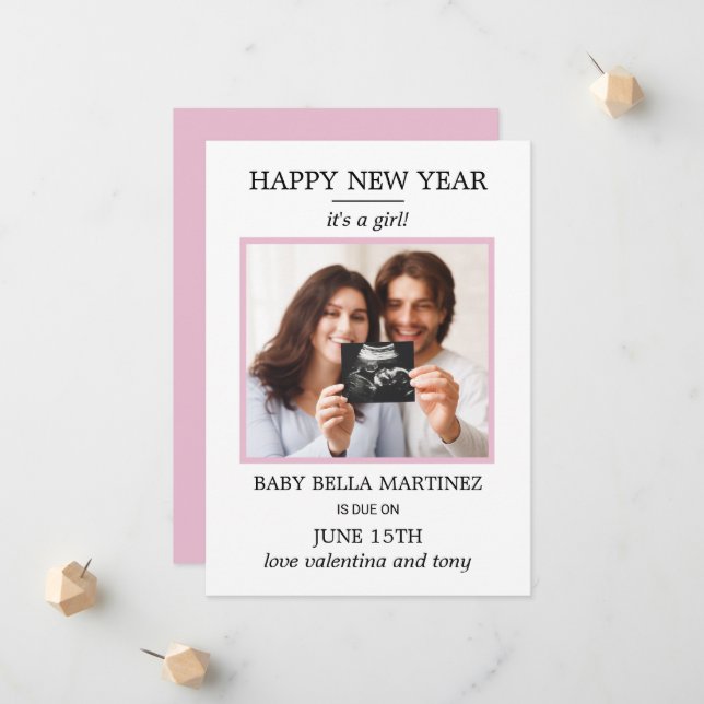 New Year Photo Pregnancy Announcement (Front/Back In Situ)