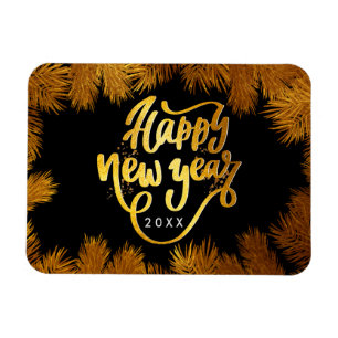 New Year Pine Gold Elegant Corporate Party Magnet