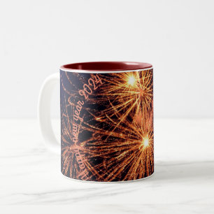 New year pink colour Two-Tone coffee mug