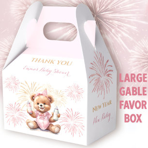 New Year Pink Girl Baby Shower Large Gable Favour Box