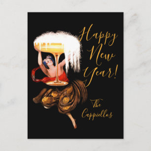 New Year Postcard Champagne Toast