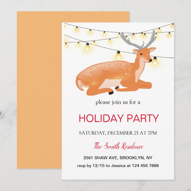 New Year reindeer Invitation (Front/Back)