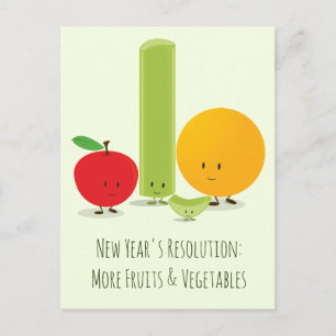 New Year Resolution Healthy Eating Fruit Celery Holiday Postcard