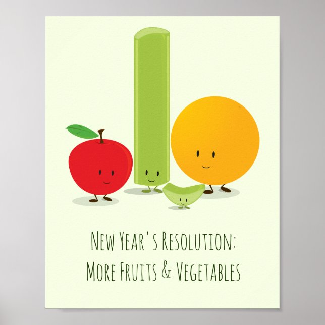 New Year Resolution Healthy Eating Fruit Vegetable Poster (Front)