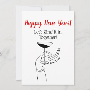 New Year’s Art Deco Lady’s Holding Champagne Glass Invitation