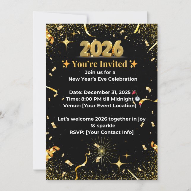 New Year’s Eve Celebration Invitation (Front)