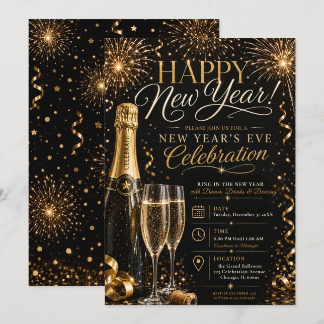New Year’s Eve Celebration Invitation (Front/Back)