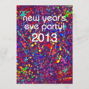 New Year’s Eve Party, Action Painting Art Invitation