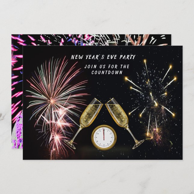 New Year’s Eve Party Fireworks Countdown Invitation (Front/Back)