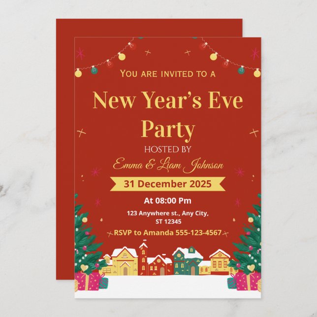 New Year’s Eve Party Invitation 2026 (Front/Back)