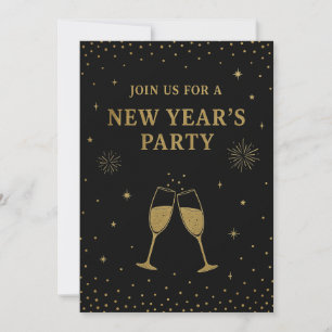 New Year’s Eve Party Invitation   Black & Gold 