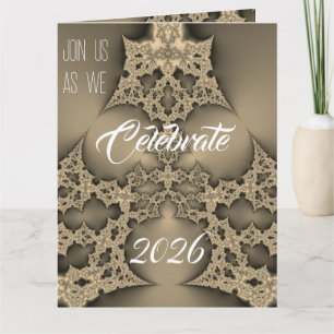 New Year’s Eve party invitation - golden fractal