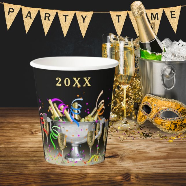 New Year’s Eve Party Spirits Black Background Paper Cups (New Year’s Eve Party Spirits Black Background Paper Cups)