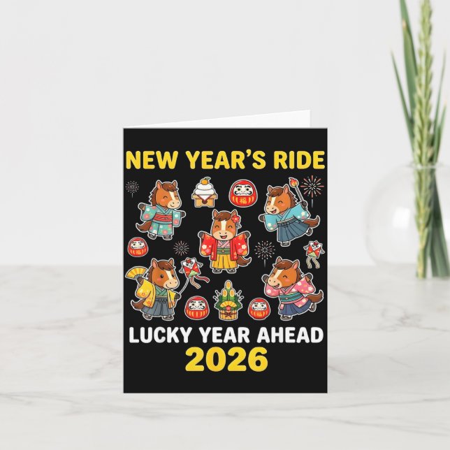 New Year’s Ride 2026 Cute Zodiac Celebration Graph Card (Front)