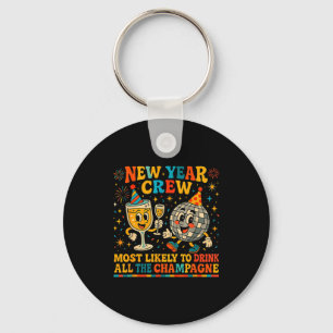 New Year’s Social Club 2026 Elegant Champagne Art  Key Ring