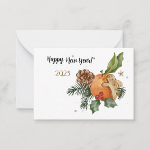 “New Year’s Watercolor Mandarin Card