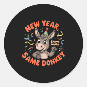 New Year Same 2026 Funny Farm Animal Family Matchi Classic Round Sticker