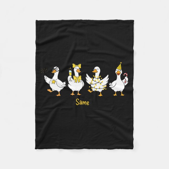 New Year Same Silly Goose Funny 2026 New Year Teac Fleece Blanket (Front)